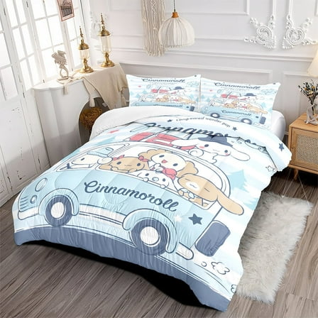 3 Piece Blue Cinnamoroll Bedding Set Full Size Kids Pillowcases Comforter Sets NEW
