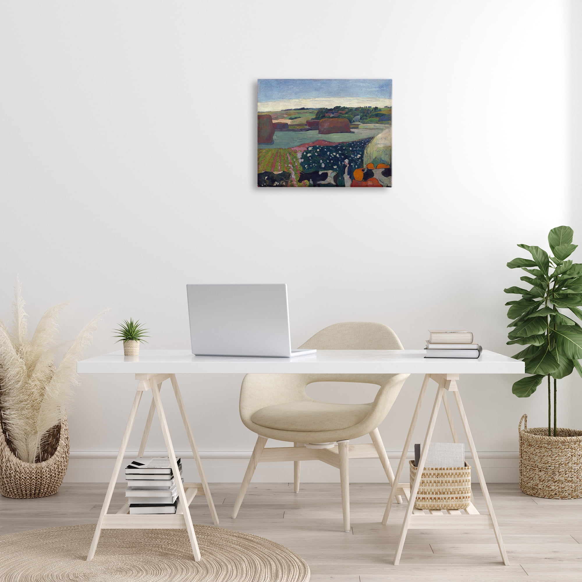 Stupell Industries Classic Haystacks in Brittany Landscape & Nature Painting Wrapped Canvas Art Print Wall Art, 20 x 16