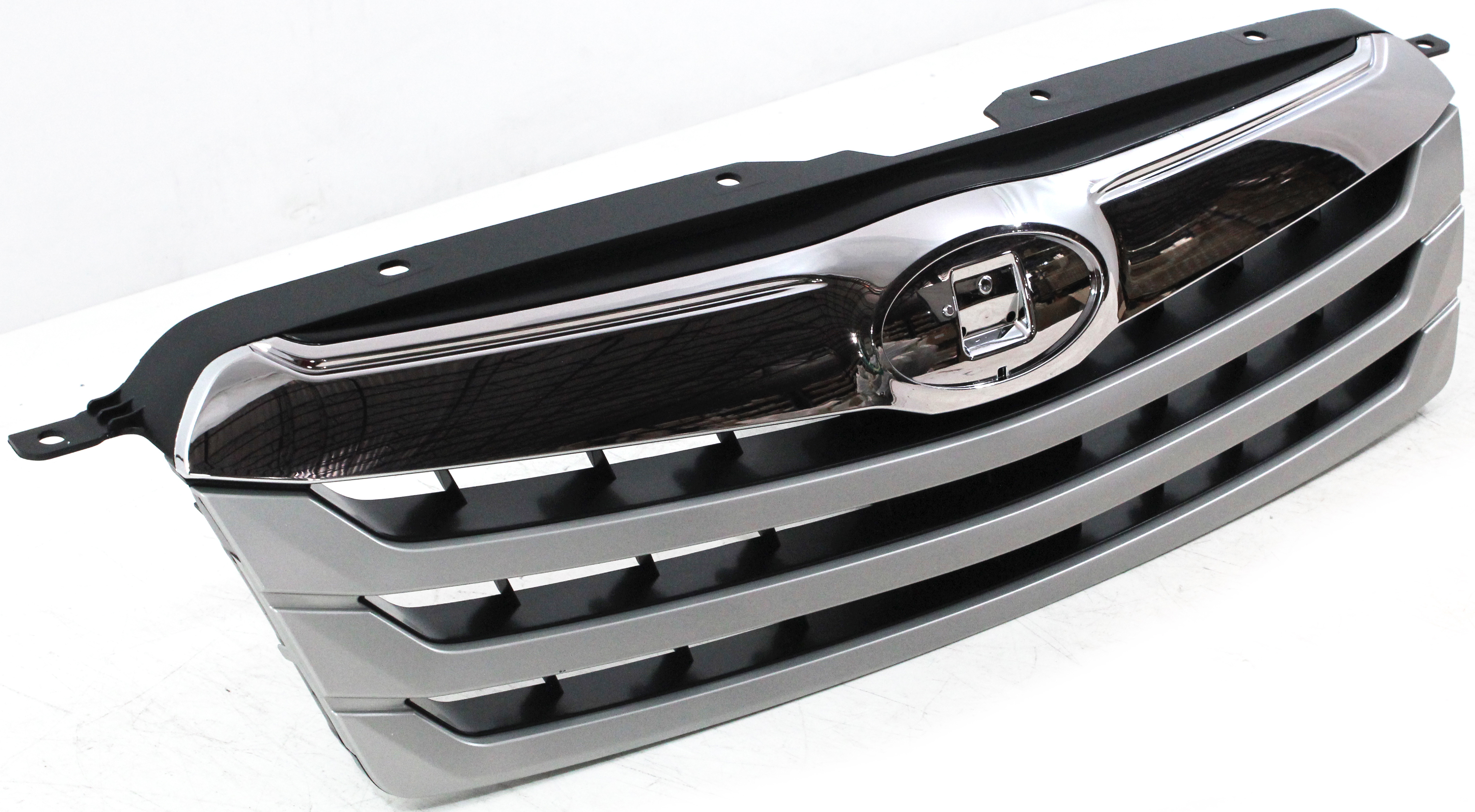 Grille Assembly Compatible With 2010-2012 Subaru Outback Silver Shell with Textured Gray Insert
