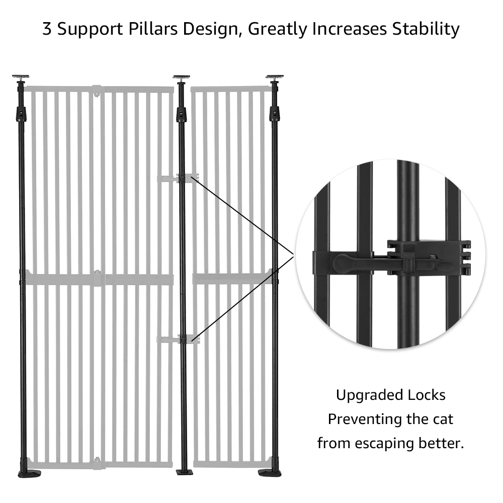 unipaws 75" High Extra Tall Cat Gate, 35"-51" Wide Cat Safety Gate for Doorway Hallway, Black