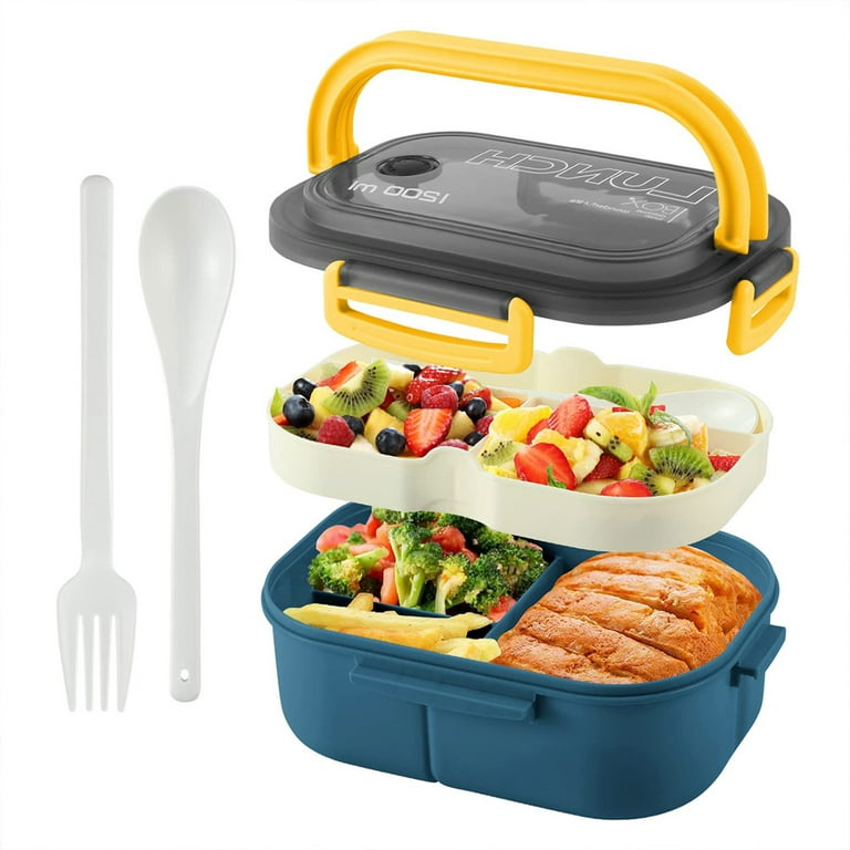 Bento Box Adult Lunch Box, 1200ml Double Layer Lunch Box With Spoon & Fork  High Capacity Food Conta
