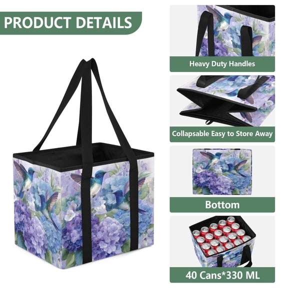 Collapsible Car Trunk Organizer with Handles 600D Oxford for Car Kitchen and Home Storage, Hydrangea 13× 10.2×10.8inch