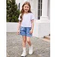 thumbnail image 6 of Arshiner Girls Short Sleeve Summer Shirts Crop Top Crew Neck Fashion Casual Tee Black 11-12 Years 150 Off-white, 6 of 8