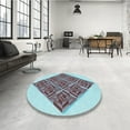 thumbnail image 4 of Ahgly Company Machine Washable Indoor Round Transitional Tron Blue Area Rugs, 3' Round, 4 of 7