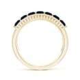 thumbnail image 2 of ANGARA Natural Floating Blue Sapphire Half Eternity Ring with Diamonds in 14K Yellow Gold for Women (Size-3mm) | September Birthstone, Anniversary, Jewelry Gift for Women | Natural Blue Sapphire Ring, 2 of 10
