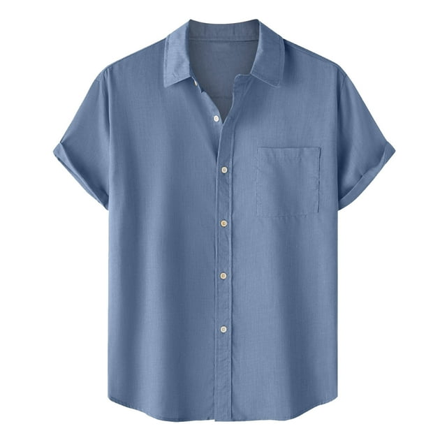 SHIXIAOO Mens Summer Fashion Casual Beach Seaside Classic Short Sleeved Shirt Solid Color Bowling Shirt Button Closure Shirt Summer Shirt Mens Suit Bodysuit Short Romper Long Floral Printed Tee Shirt