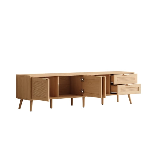 Dtwnek Entertainment Center for TVs up to 80 inch, TV Cabinet with 2 Drawers and 3 Doors, TV Stand for Living Room