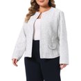 thumbnail image 2 of DARING DIVA Women's Plus Size Blazer Collarless Long Sleeve Open Front Jacket 1X Beige, 2 of 6