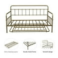 thumbnail image 4 of Twin Size Metal Frame Daybed with Trundle,Heavy Duty Steel Slat Support Saving Space Bed Sofa,Bedroom Living Room Furniture for Guest,No Spring Box Needed, Bronze Finish, 4 of 7
