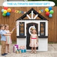 thumbnail image 5 of AiKidKit Kids Outdoor Playhouse, Wooden Playhouse with Play Kitchen, Working Doorbell, Bird Cage, Pet Door, Backyard Casa de CampañA Para NiñOs Country Style, Black & White, 5 of 13
