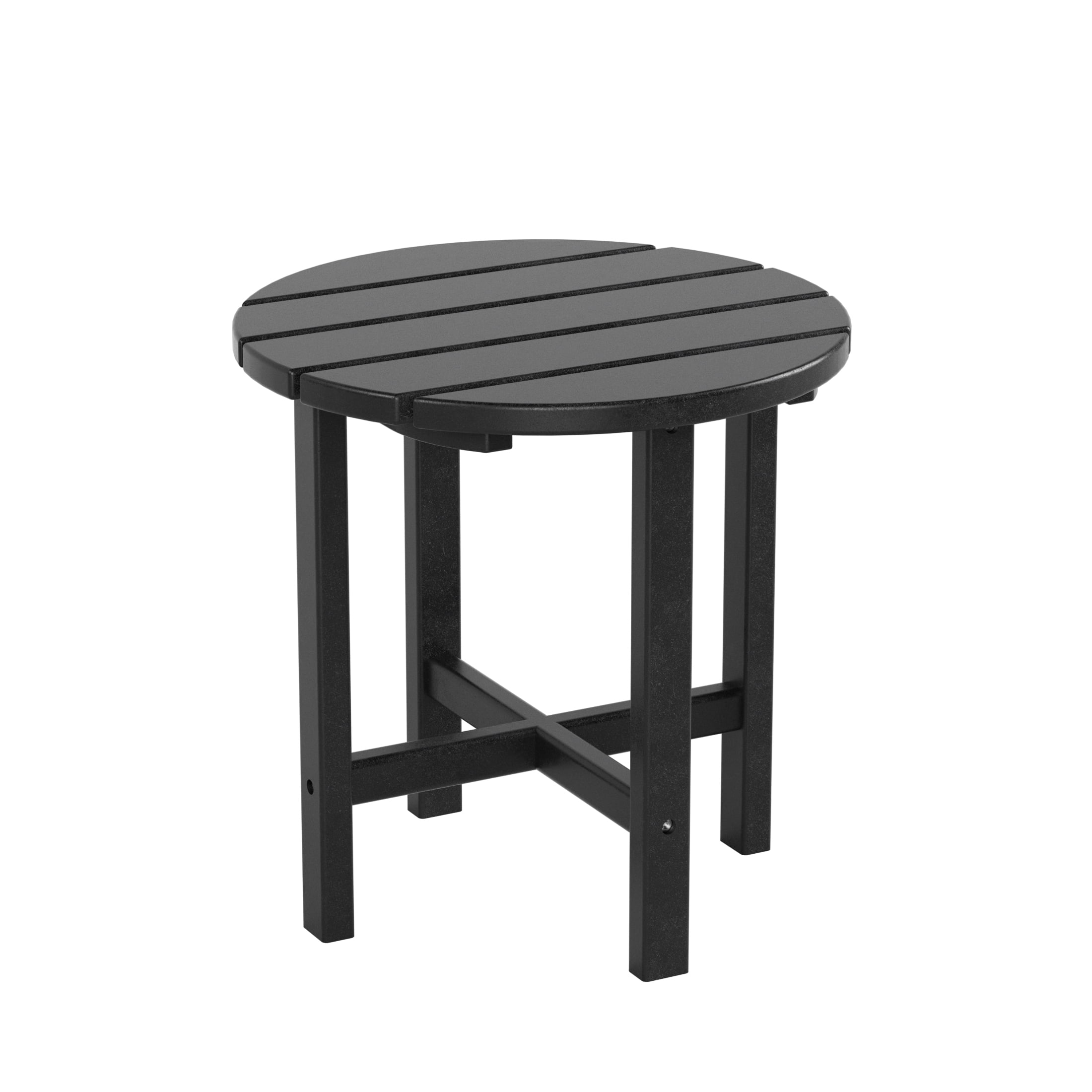 Westin Outdoor with Side Table HDPE Plastic Adirondack Chair - Black (Set of 2)