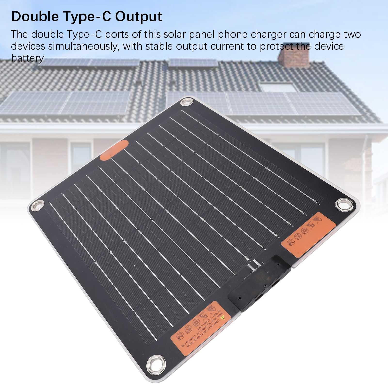 Yajisi 20W Dual‑Type‑C Portable Solar Panel Charger – Monocrystalline Silicon, 5V/2A, Double‑Sided, 20W, Ideal for Phone, Tablet, Camera