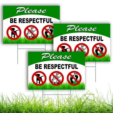 3 PC Keep Off Grass Sign with Stake - 8 x 12 Double Sided Coroplast Do ...