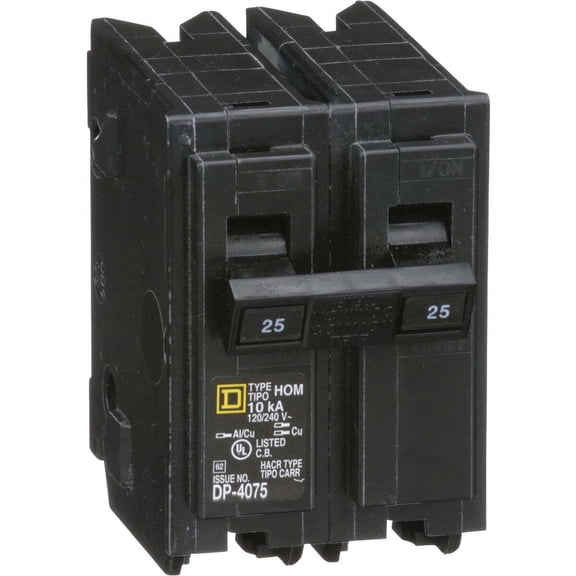 Square D Homeline 25A Double-Pole Standard Trip Circuit Breaker HOM225CP