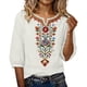 thumbnail image 5 of Neewe Women's Embroidered Tops 3/4 Sleeve Traditional Boho Shirts for Women V Neck Peasant Tunic Blouses, 5 of 8