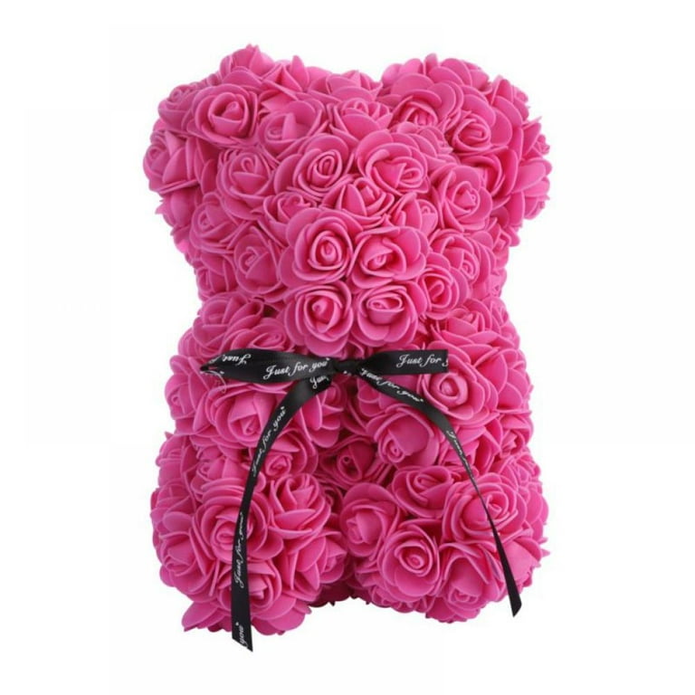 Rose Bear Rose Teddy Bear Best Gift for Valentines Day Anniversary Birthdays Bridal Showers Fully Assembled 10 15.7 inch Flower Bear w Clear Gift