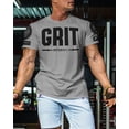 thumbnail image 3 of Gymish Grit Workout T-Shirt for Men, Funny Gym Shirt, Lifting Tee, Deadlift Shirt, Heather Grey with Sleeve Logo, Small, 3 of 6