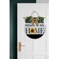 thumbnail image 1 of Eveokoki Front Door Porch Decorations Sunflower Welcome To Our Home Door Hanging Sign 11 inch Wooden Wall Sign, Rustic Holiday Wreath Decor for Front Door Porch Home Window Wall Farmhouse Decorations, 1 of 5