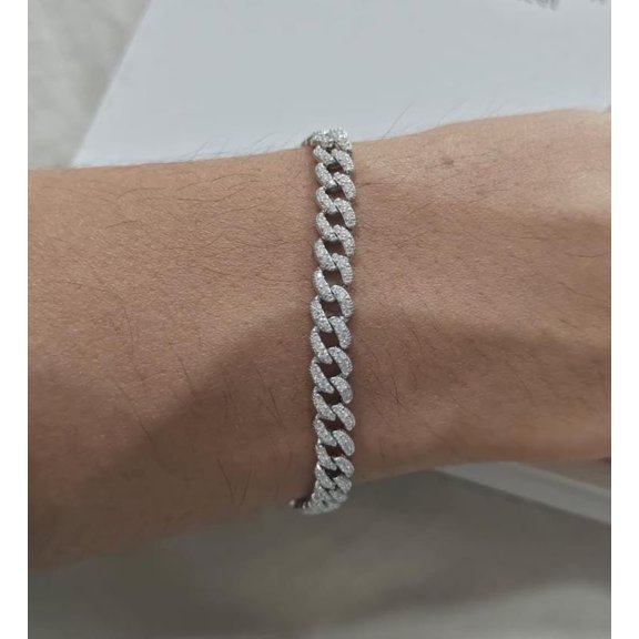 Lakshya Jewel LLC Men's 6MM Cuban Link Bracelet Silver-Tone Hip Hop Chain Fashion Jewelry for Men