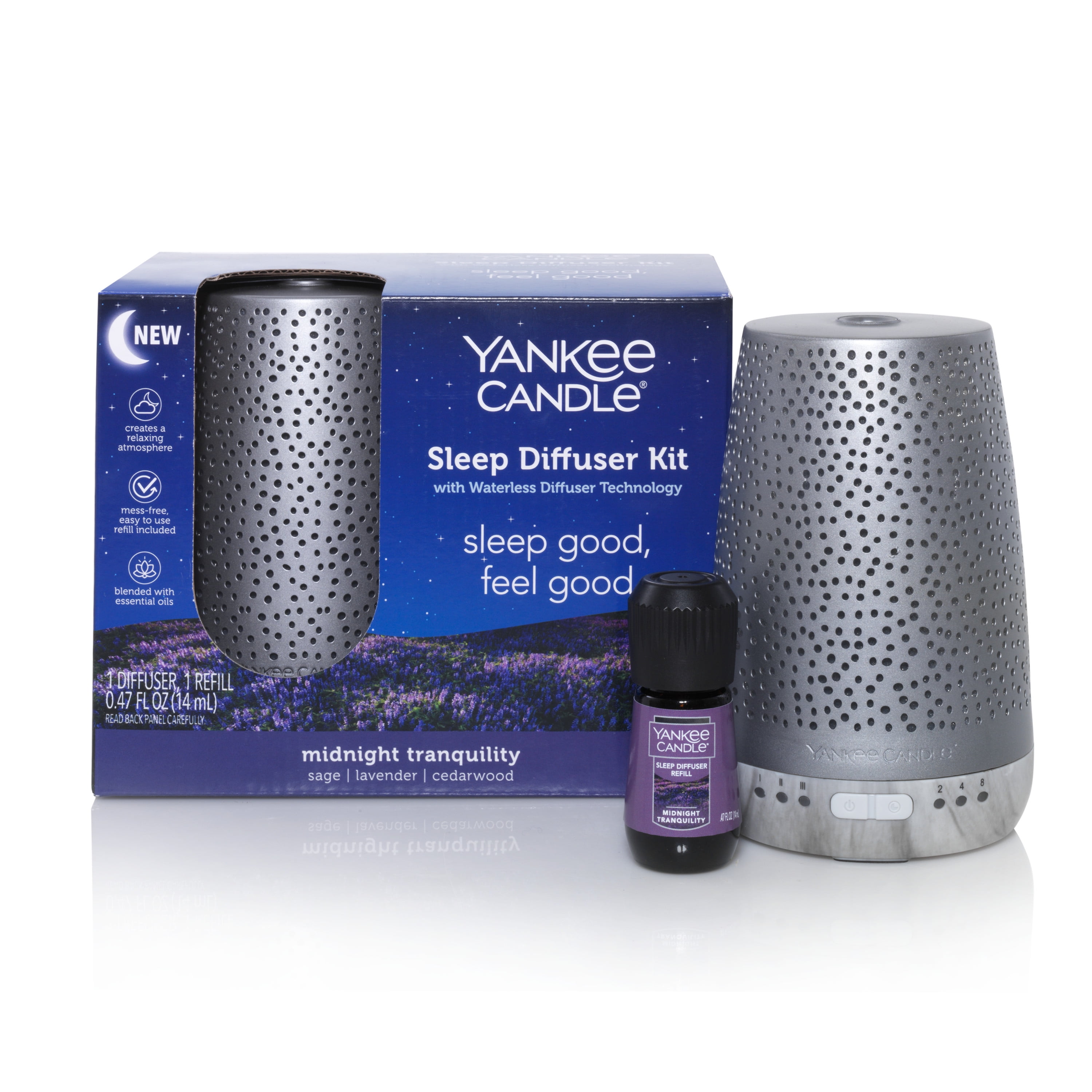 Yankee Candle Sleep Diffuser Kit Silver, Includes Diffuser for