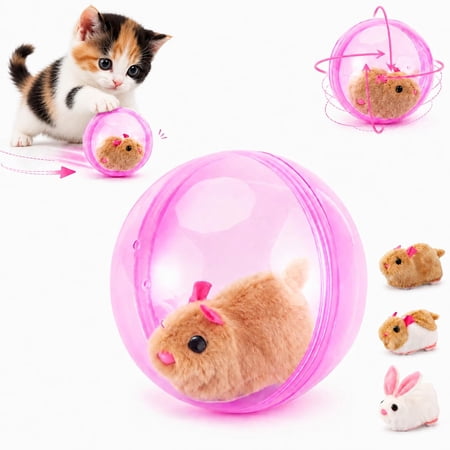 Self-Rolling Interactive Cat Ball Plush Animal Inside 360&deg; Rolling Electric Rolling Ball for Cats Hamsters and Small Pets