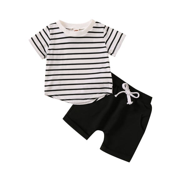 Qudderr Baby Boys Girls Short Sleeve T-Shirt Shorts Outfit for Newborn Spring Summer Cotton Pullover Tops Solid Colour Shorts with Pockets 2PCS Set Size 0M-3T