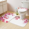 thumbnail image 4 of Spring Floral Bathroom Rugs Set Pink Flower Green Leaves Non Slip Absorbent Soft Bath Mats 3 Piece Set with Bathroom Rug, U-Shaped Floor Mat, Toilet Seat Cover Large Size, 4 of 9