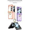thumbnail image 5 of Built-in Screen Protector Case for Samsung Galaxy Z Flip 5 5G,with Ring Kickstand Holder Shockproof 4 Corners Airbag Transparent Slim Flip5 Cover (Blue), 5 of 9