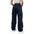 thumbnail image 4 of DuoJiaJ Women's Fashionable Casual Solid Color Straight Leg Casual Trousers Women's Lounge Pants Blue L, 4 of 5