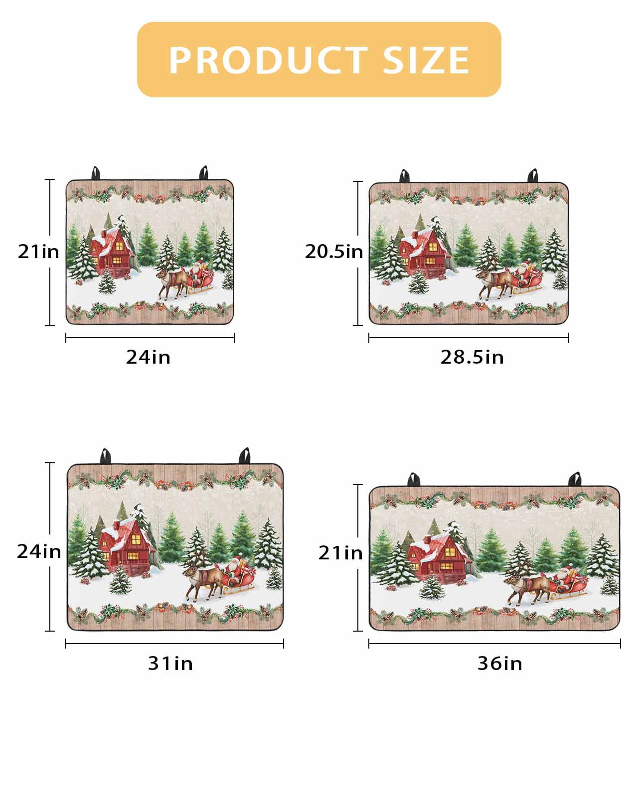 Large Induction Cooktop Protector Mat Christmas Stove Top Covers for Electric Stove, Santa Claus Xmas Tree Pine Cones Reindeer Brown Wood Decorative Stove Burner Cover Mats, Glass Top Stove Cover