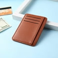 thumbnail image 4 of Retro Women Men PU Litchee Pattern Solid Color Card Case Mini Purse (Black), 4 of 9