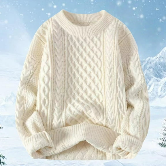 BILIKEYU Women's Cable Knitted Chunky Crewneck Long Sleeve Sweater Pullover Tops, Sweaters for Women, Sweatshirt for Women, Fall Outfits for Women