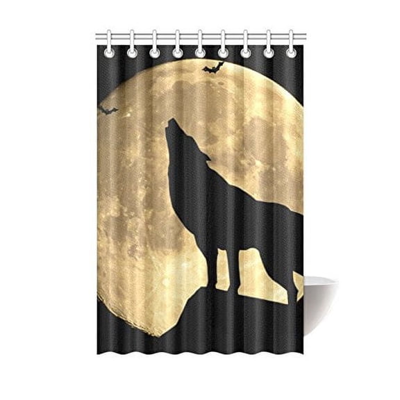 MKHERT wolf howling at the full moon Polyester Fabric Bathroom Shower Curtain 48x72 inch
