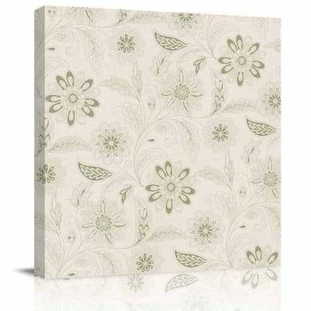 Wall Art Prints Green Spring Flowers Framed Canvas Prints for Bedroom Living Room Bathroom Office Vintage Leaves Country Rustic Gallery Wrap Wall Art Poster for Gifts Home Decor 8 x8