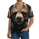 thumbnail image 1 of Fotbe Urban Bear With Headphones Camisa Estampada de Manga Corta para Hombre, Casual de Verano, Estilo Playero, Sin Arrugas-Large, 1 of 5