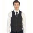 thumbnail image 2 of Gioberti Men's 6 Button Slim Fit Formal Herringbone Tweed Vest, 2 of 6
