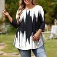 thumbnail image 2 of FDGIU ‌‌‌‌‌‌Plus Size Round Neck Shirts for Women - 3/4 Sleeve Loose Oversized Solid Color Blouse & Pullover Tops, 2 of 6
