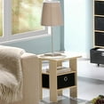 Furinno 2 Petite End Table Bedroom Night Stand Set of Two, Gray/Black
