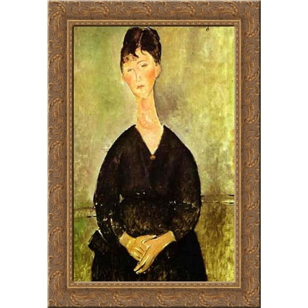 Cafe Singer 19x24 Gold Ornate Wood Framed Canvas Art by Modigliani Amedeo