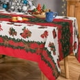 thumbnail image 2 of Christmas Tablecloth Rectangle - 60x120 inch Holly Ribbon Pattern Washable Wrinkle Resistant Holiday Tablecloths for Christmas Family Gathering, Dining Room Table 130GSM, 2 of 6
