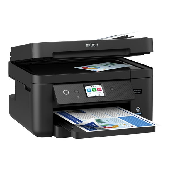 Epson Workforce WF-2960 Wireless All-in-One Printer with Scan, Copy, Fax, Auto Document Feeder, Automatic 2-Sided Printing, 2.4" Touchscreen Display, 150-Sheet Paper Tray and Ethernet