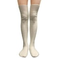 thumbnail image 2 of Couver Women's Plain Winter Cable Knitted Boot Over Knee Socks/Thigh High Stockings- White - 1 Pair, 2 of 9
