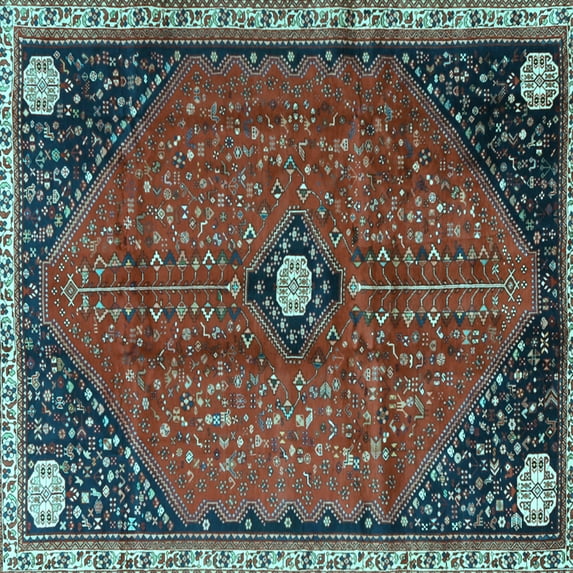 Ahgly Company Indoor Square Persian Light Blue Traditional Area Rugs, 6' Square