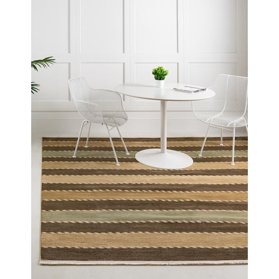 Rugs.com Kashkuli Gabbeh Collection Rug – 8' Square Brown Medium Rug Perfect For Living Rooms, Kitchens, Entryways