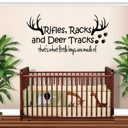 Decal ~ Rifles Racks and Deer Tracks, that's what little boys are made of #1 ~ Children Wall Decal 13
