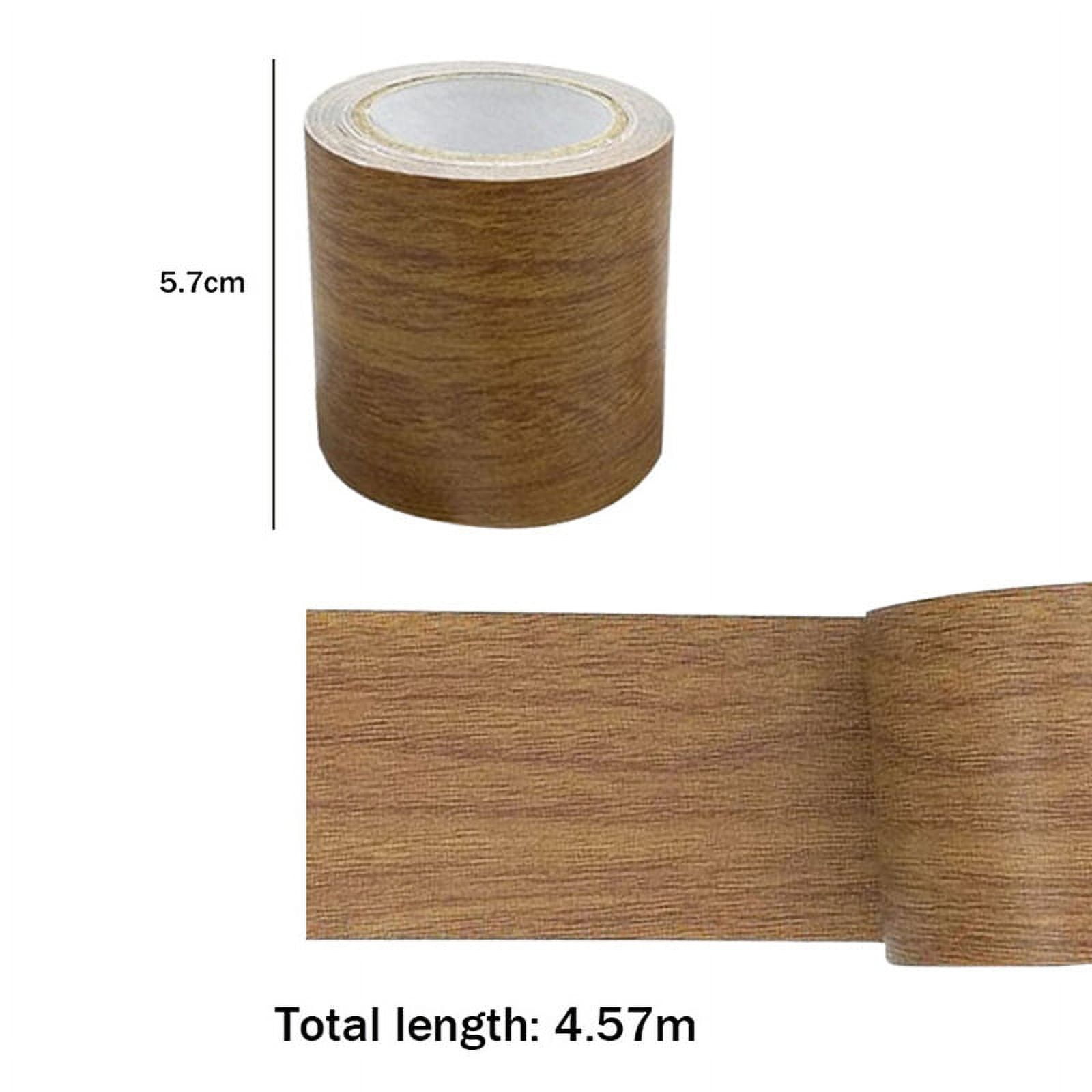 Furniture Tape, Simulation Wood Grain Tape Furniture Floor Repair Tape,  Adhesive Tape Roll Realistic Woodgrain Repair for Home Office(5.7cmx4.57m)  F6X3 