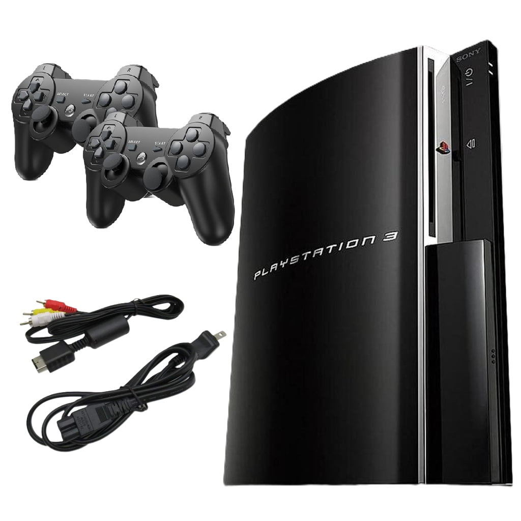 Restored Sony Playstation 3 PS3 Console Original 40GB Black with Two Retrofam Controllers (Refurbished)