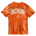 thumbnail image 3 of Girls Youth Orange Miami Dolphins Wordmark Sequin V-Neck Top, 3 of 3