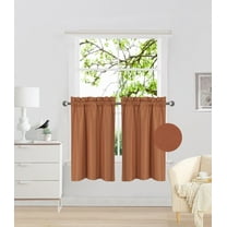 RS5 1-Set Brick Rod Pocket Silky Window Curtain Lined Blackout, Two (2) Panels 30"X 36" Each