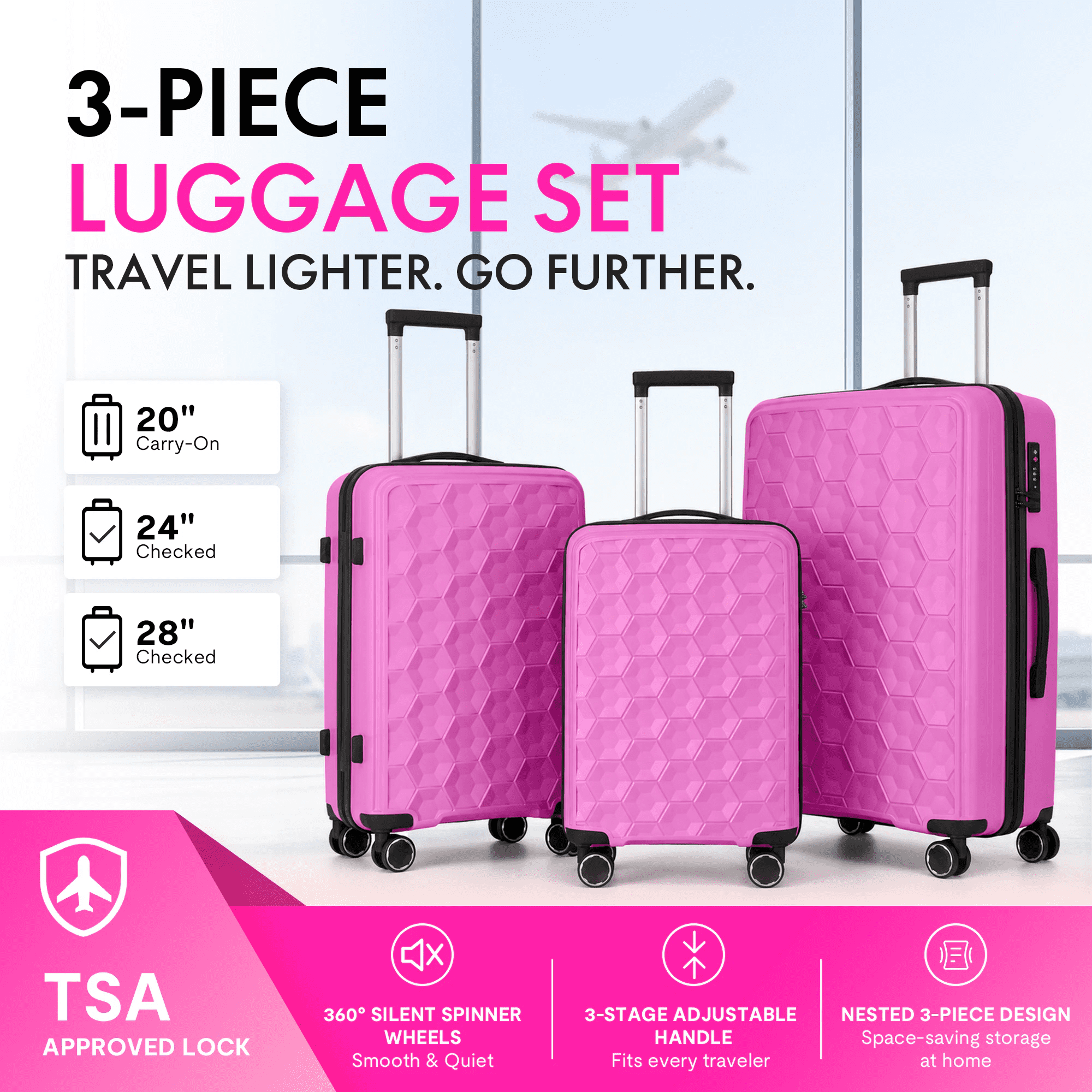 Hikolayae Anza View Collection Hardside Spinner Luggage Sets in